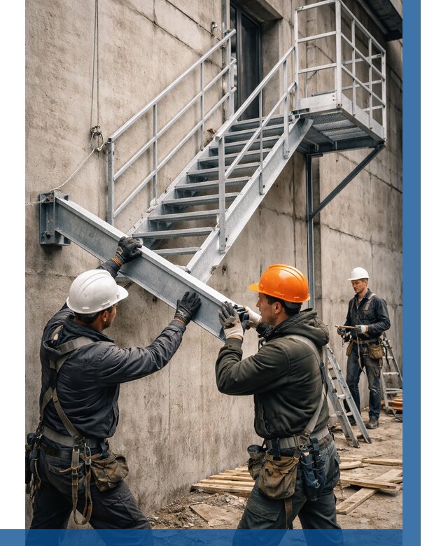 Монтаж металлических лестниц в Обнинске от 15225 р. | ВЫСОТНИК-Бнн