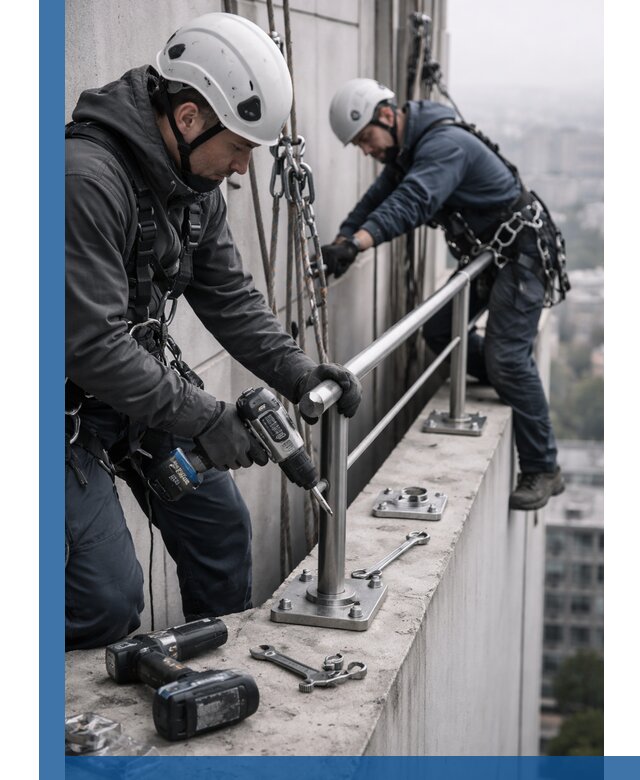 Монтаж перил на высоте в Обнинске для жилых и промобъектов