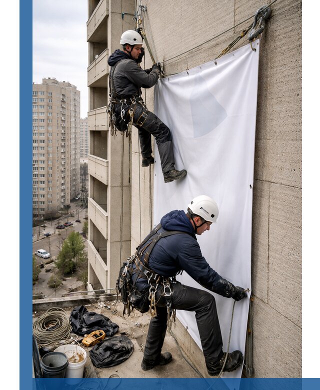 Профессиональный монтаж баннеров на фасаде в Обнинске