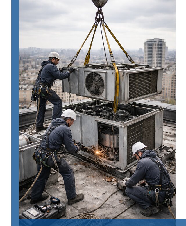 Демонтаж крышной установки в Обнинске любой сложности