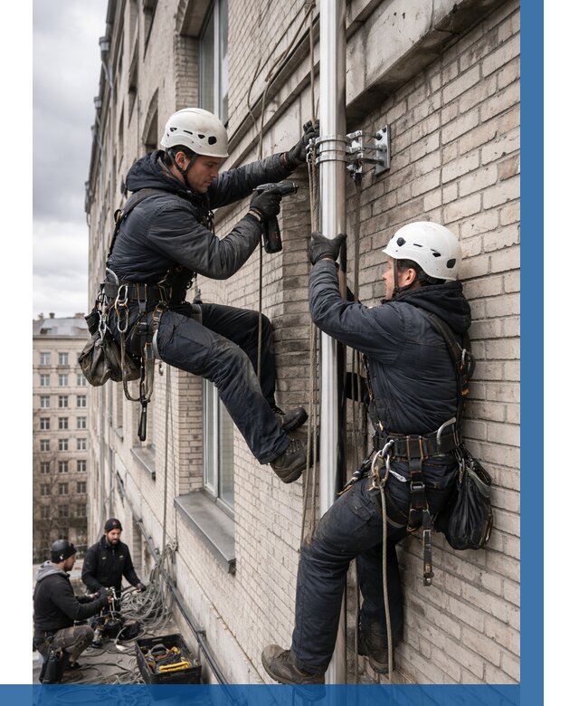 Монтаж флагштока на здании в Обнинске от 6598 р. | ВЫСОТНИК-Бнн