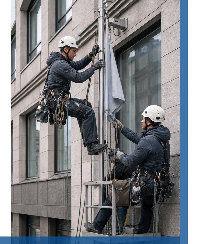 Установка флагов на фасаде в Обнинске от 4568 р. | ВЫСОТНИК-Бнн