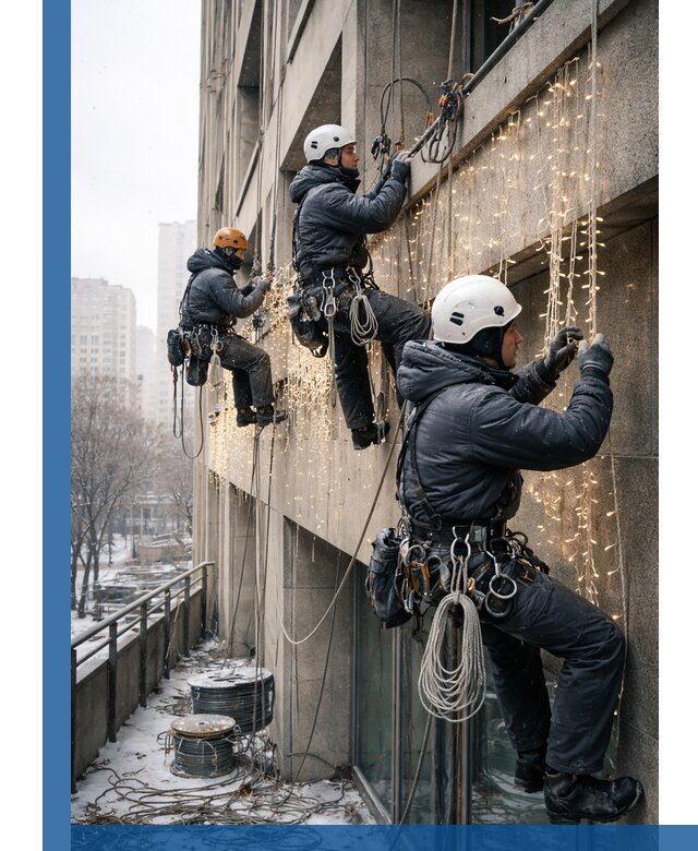 Монтаж новогодней иллюминации и украшение фасадов в Обнинске