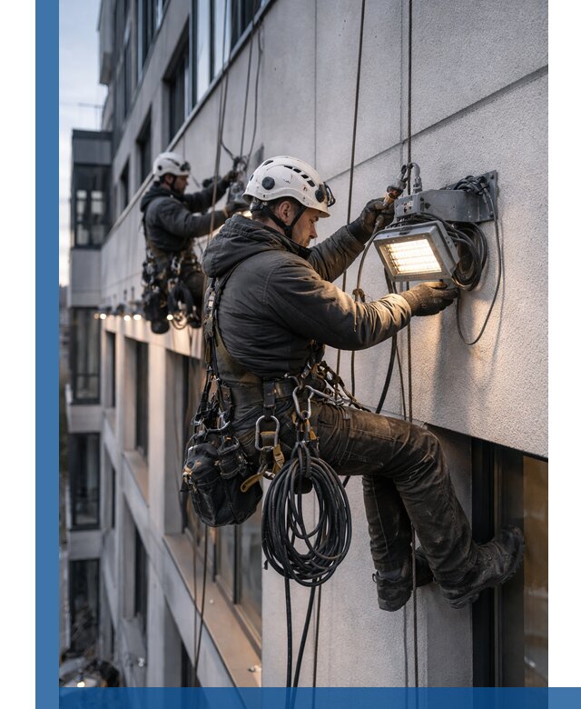 Монтаж фасадного освещения в Обнинске установка и подключение