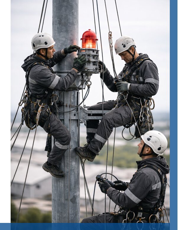 Монтаж заградительных огней в Обнинске от 8628 р. | ВЫСОТНИК-Бнн