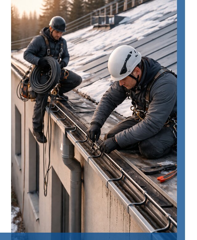 Монтаж греющего кабеля на кровле в Обнинске от 457 р. | ВЫСОТНИК-Бнн