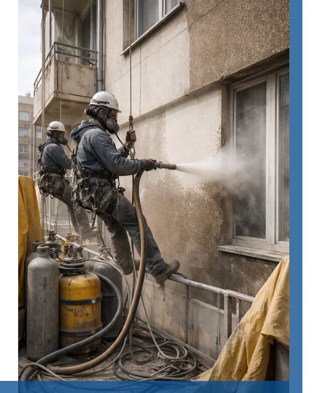 Пескоструйная очистка фасада в Обнинске от 660 р. | ВЫСОТНИК-Бнн