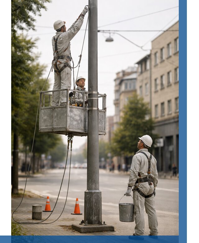 Покраска опор освещения в Обнинске от 5075 р. | ВЫСОТНИК-Бнн
