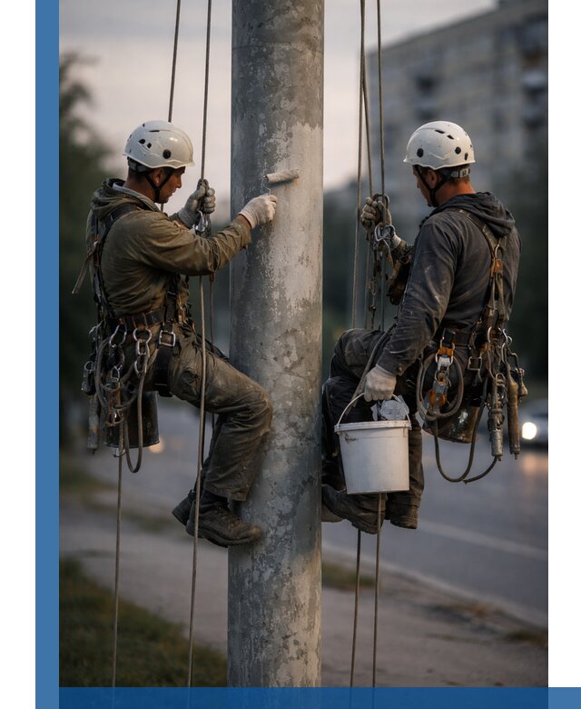 Покраска опор освещения и антикоррозийная защита в Обнинске