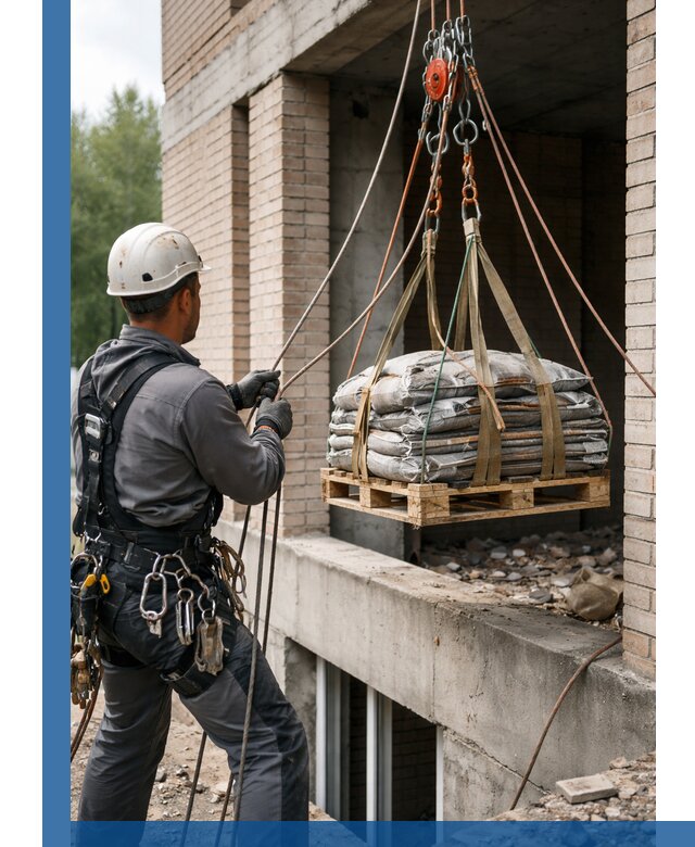Подъем материалов на этаж веревками в Обнинске оперативно
