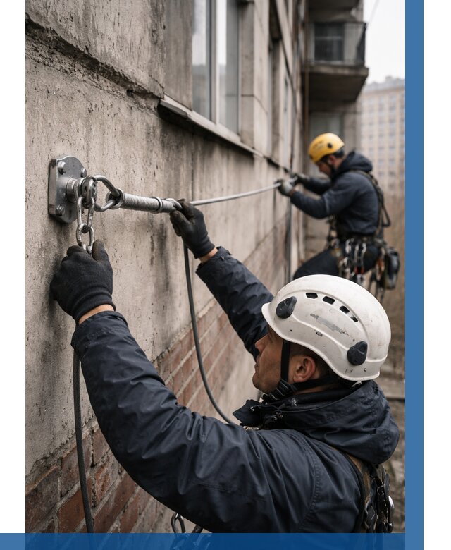 Монтаж анкерных линий в Обнинске от 3045 р. | ВЫСОТНИК-Бнн
