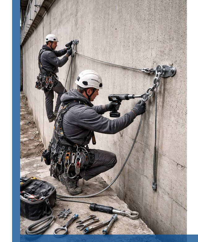 Монтаж анкерных линий высотной безопасности в Обнинске