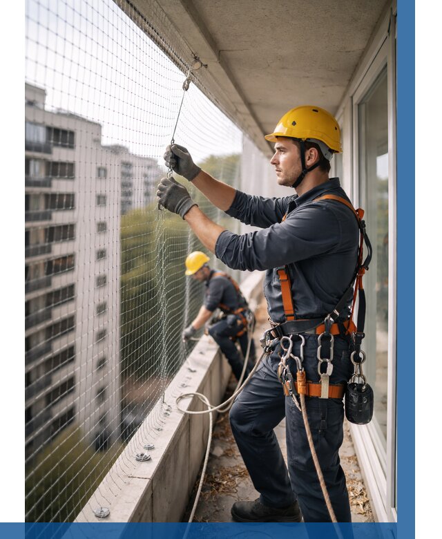 Монтаж сетки от птиц в Обнинске от 4568 р. | ВЫСОТНИК-Бнн